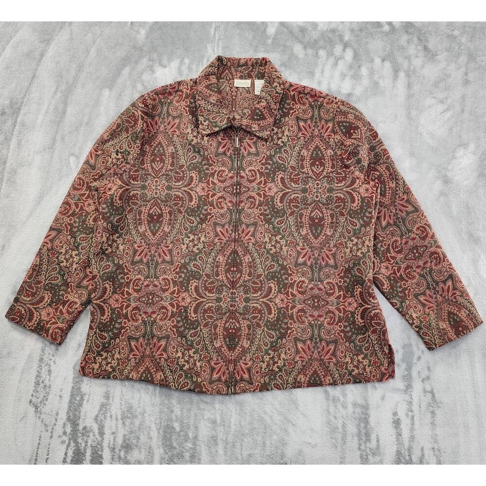 Vintage 90s Willow Bay Tapestry Full Zip Jacket Size 2X Paisley Boho Lightweight